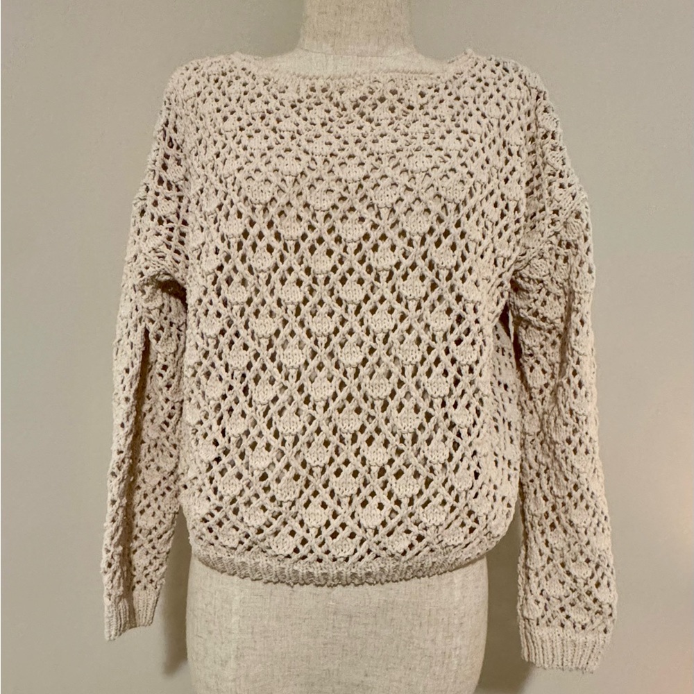 Jessica Simpson Cream Open-Knit Sweater